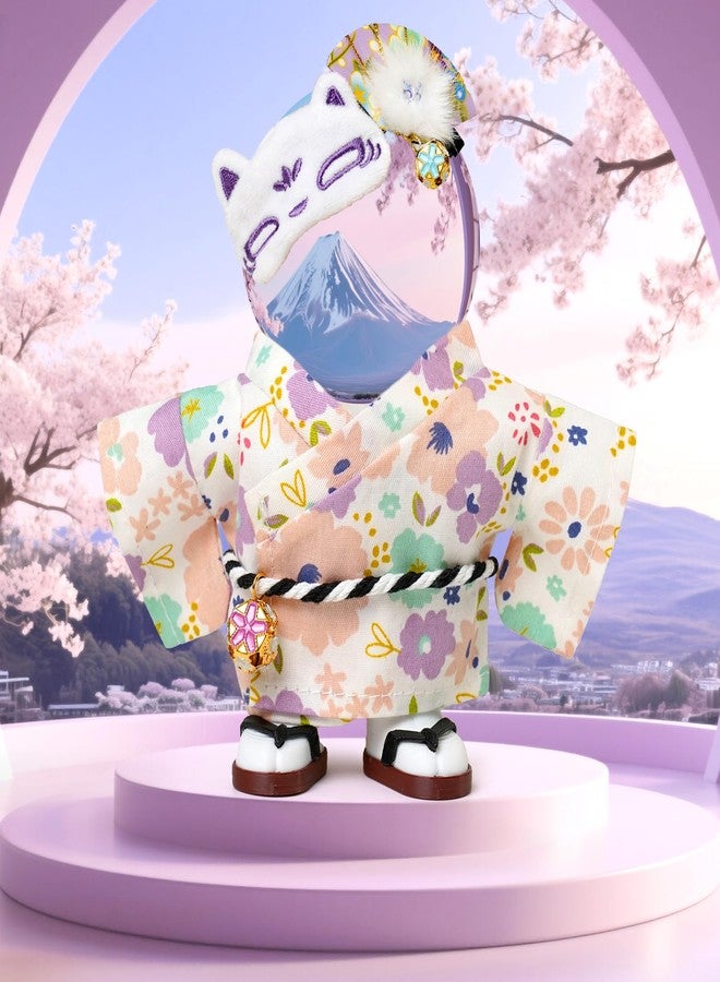 ARTST 17cm Doll Clothes,Outfit Accessories Kimono Set for 6.7inch Dolls Girl, Kawaii Chic Style Flower Hairbow+Purple Clothing+Cute Mask+Shoes(NO Doll) - Image 2
